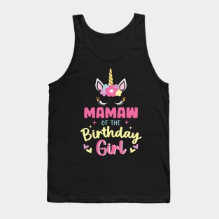 Mamaw of The Birthday Girls Family Unicorn Lover B-day Gift For Girls Women Kids Tank Top